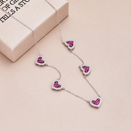 ˇStella JewelryˇSparkling Five Heart Necklace