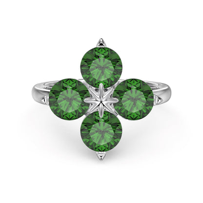 ˇStella JewelryˇFour-Leaf Clover Eight-Pointed Star Ring