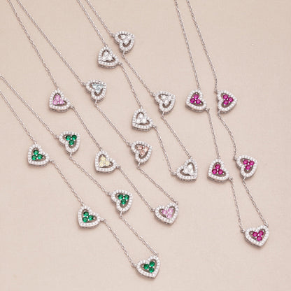 ˇStella JewelryˇSparkling Five Heart Necklace