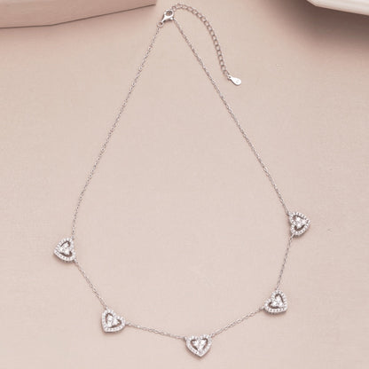 ˇStella JewelryˇSparkling Five Heart Necklace
