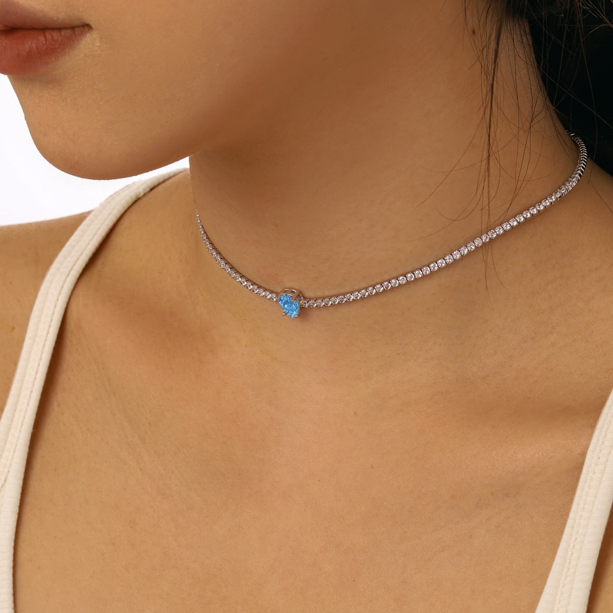 ˇStella JewelryˇUnique Pear Cut Tennis Necklace