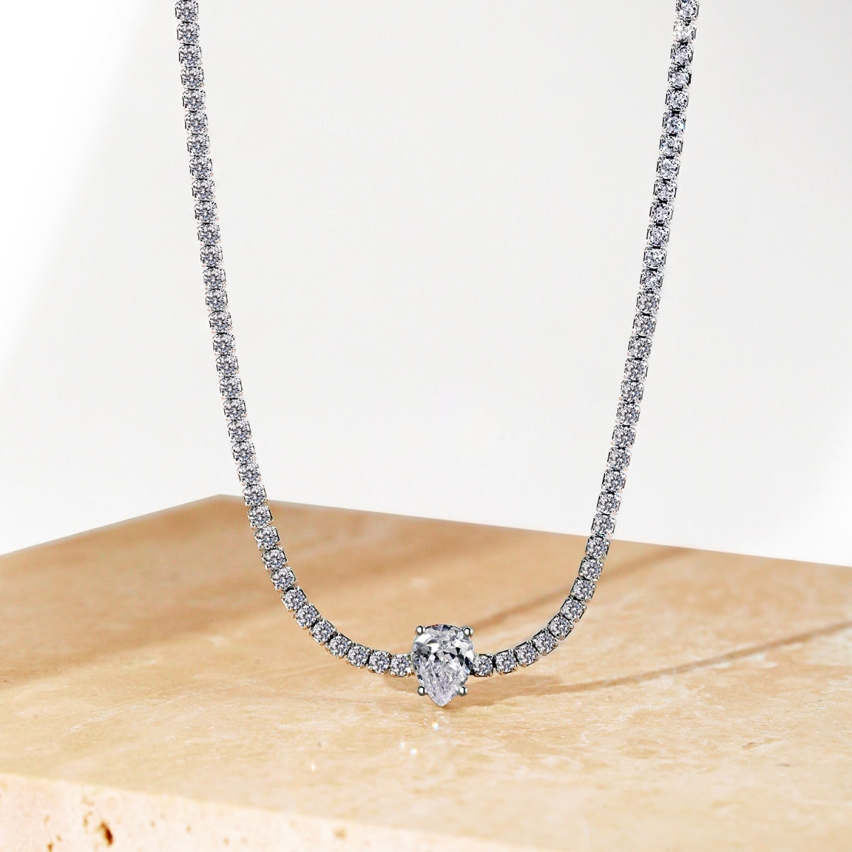 ˇStella JewelryˇUnique Pear Cut Tennis Necklace