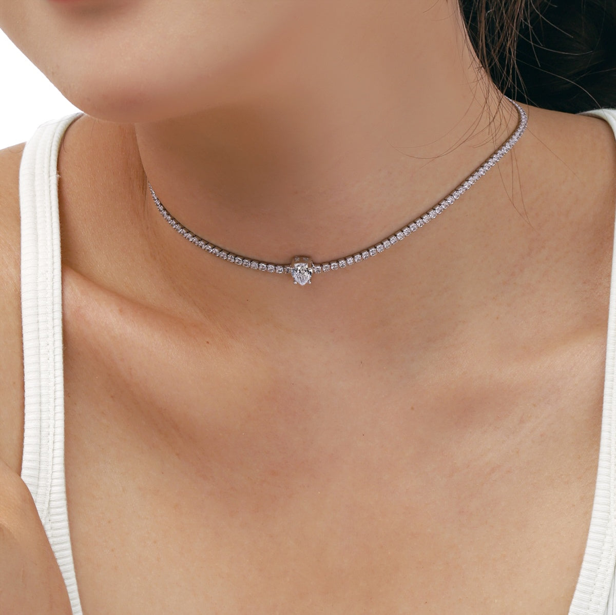 ˇStella JewelryˇUnique Pear Cut Tennis Necklace