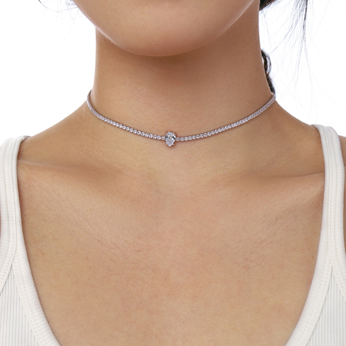 ˇStella JewelryˇUnique Pear Cut Tennis Necklace