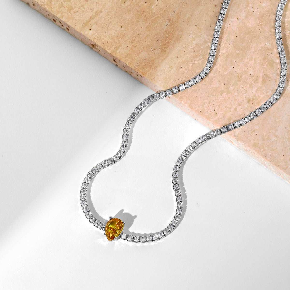 ˇStella JewelryˇUnique Pear Cut Tennis Necklace