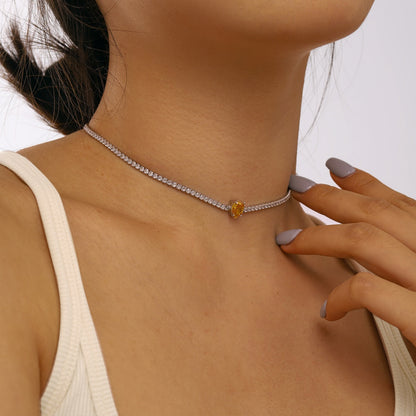 ˇStella JewelryˇUnique Pear Cut Tennis Necklace