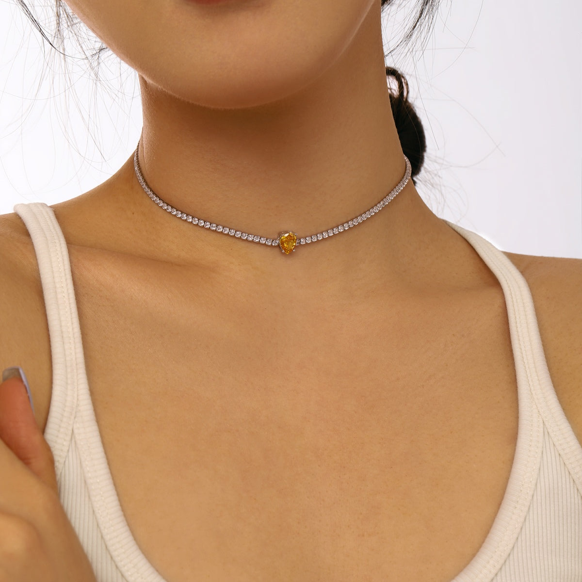 ˇStella JewelryˇUnique Pear Cut Tennis Necklace
