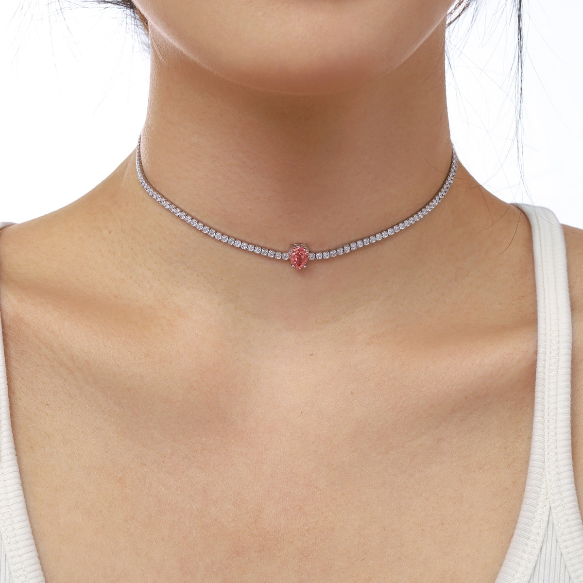 ˇStella JewelryˇUnique Pear Cut Tennis Necklace