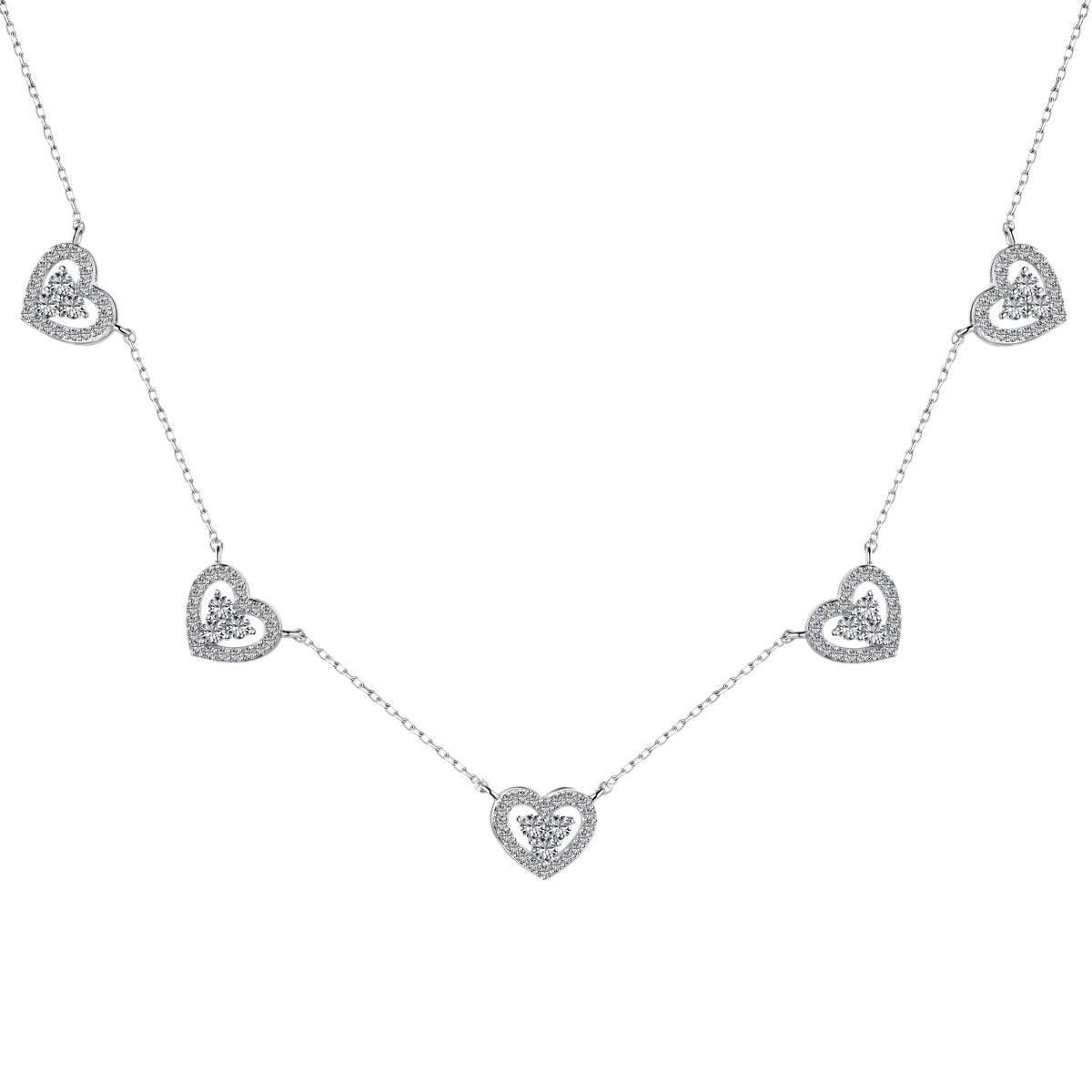 ˇStella JewelryˇSparkling Five Heart Necklace