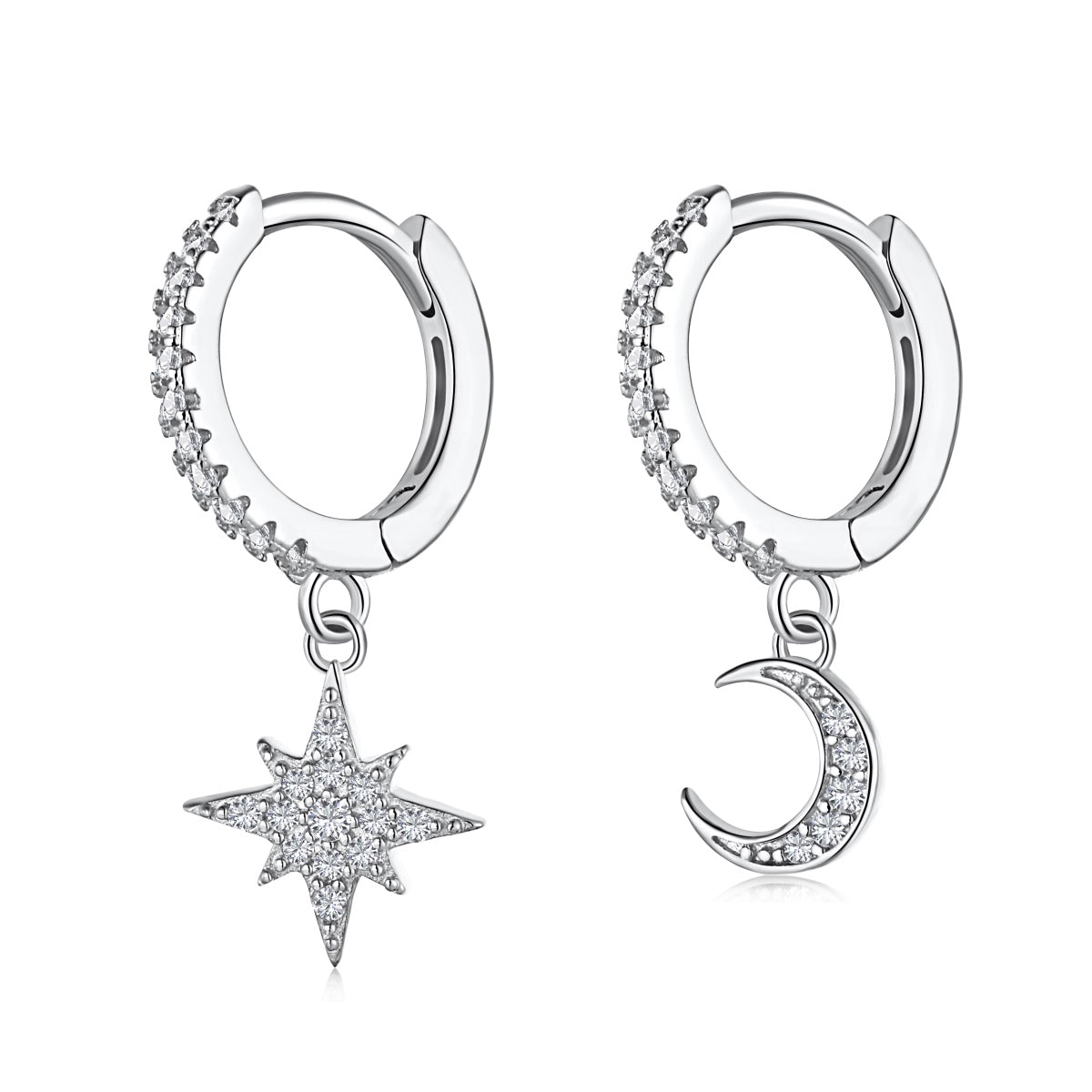 ˇStella JewelryˇStar and Moon Asymmetric Earrings