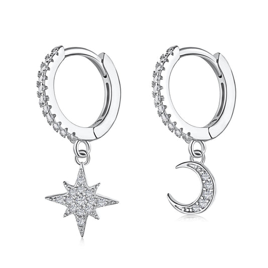 ˇStella JewelryˇStar and Moon Asymmetric Earrings