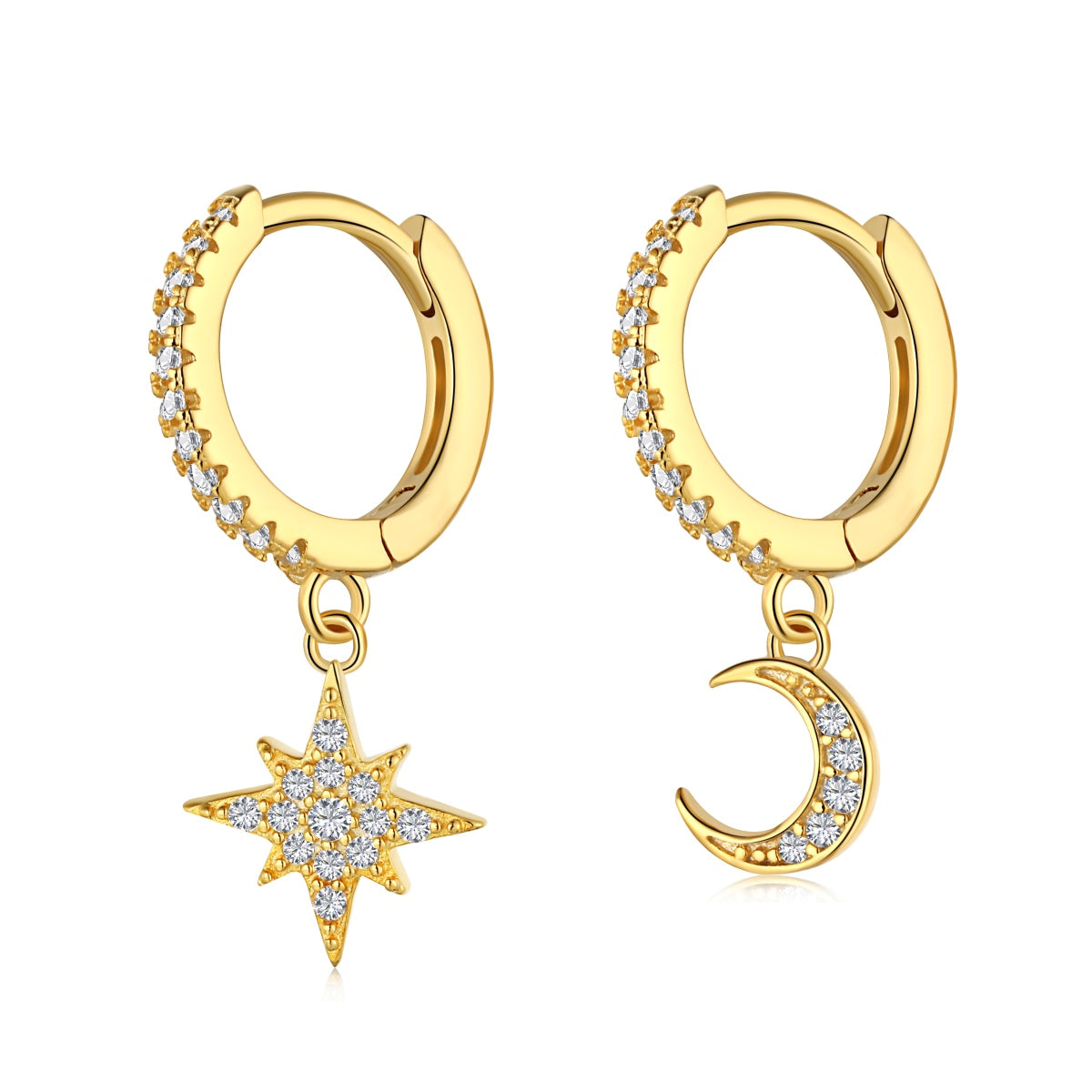 ˇStella JewelryˇStar and Moon Asymmetric Earrings