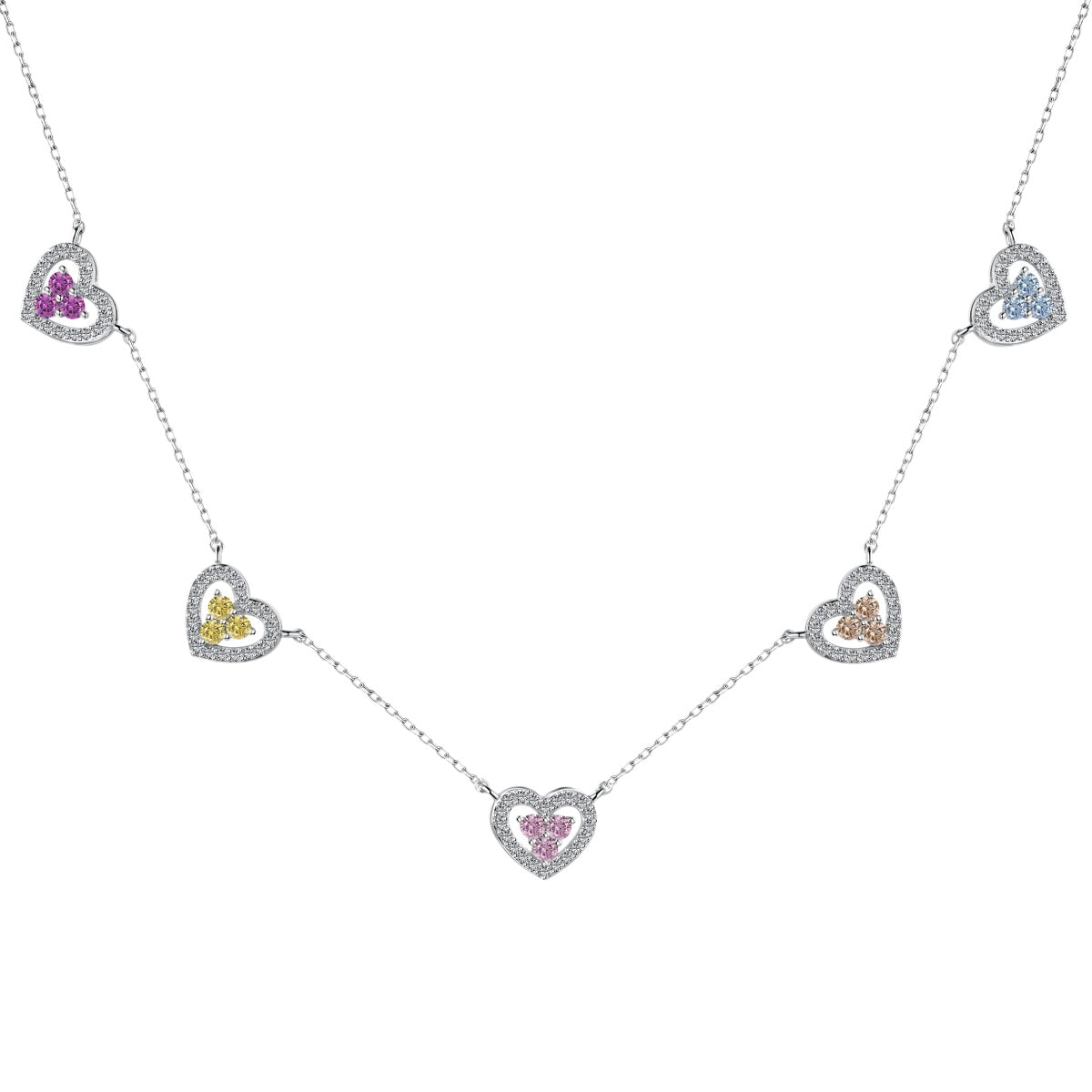 ˇStella JewelryˇSparkling Five Heart Necklace