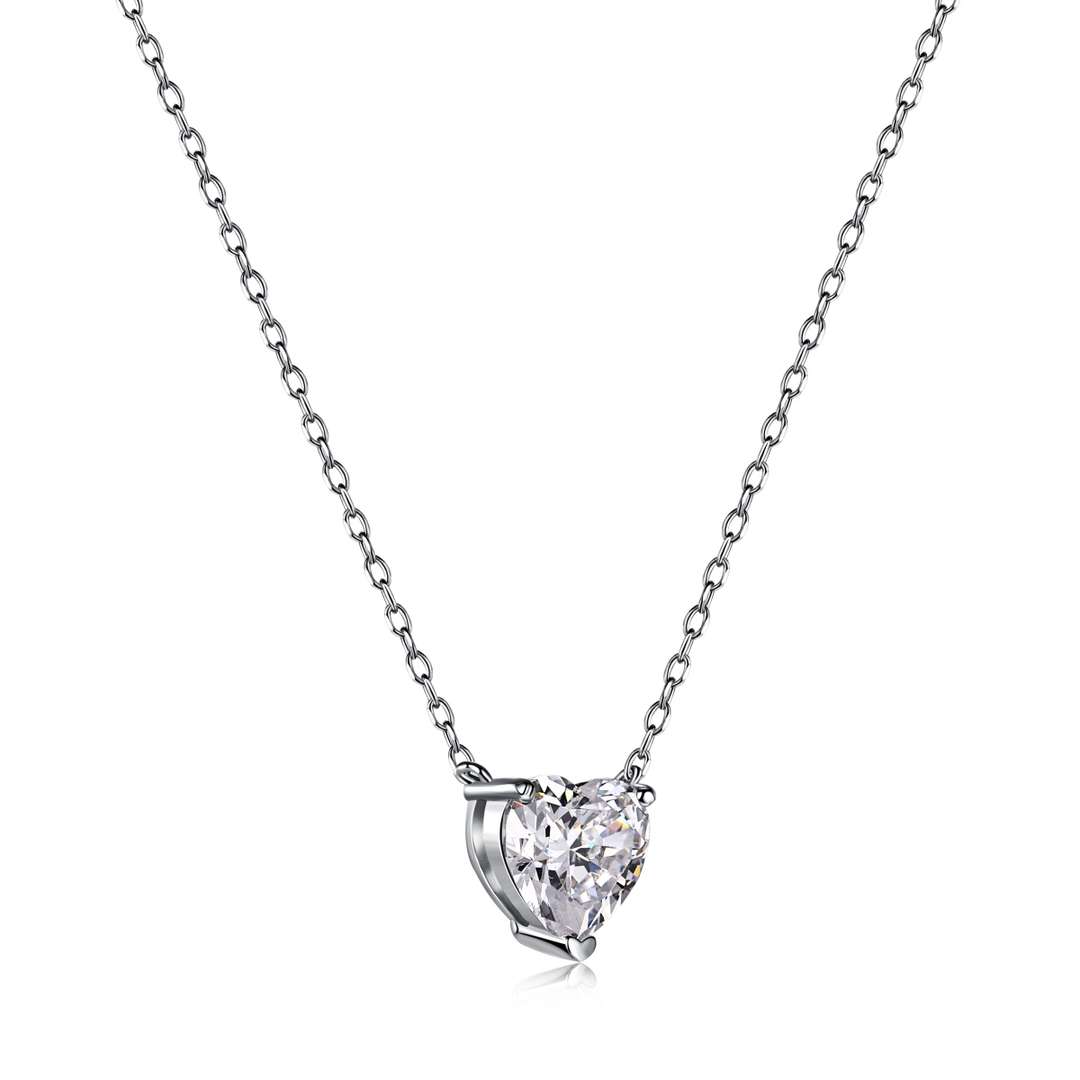ˇStella JewelryˇHeart Shape Main Stone Pendant Collarbone Necklace