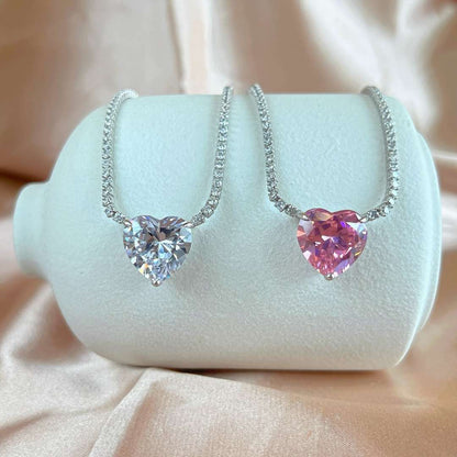 ˇStella JewelryˇVersatile Colorful Sweet Heart-Shaped Tennis Necklace