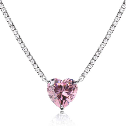 ˇStella JewelryˇVersatile Colorful Sweet Heart-Shaped Tennis Necklace
