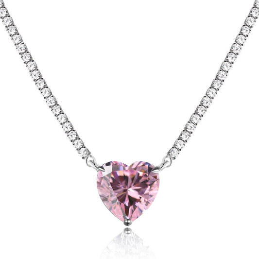 ˇStella JewelryˇVersatile Colorful Sweet Heart-Shaped Tennis Necklace
