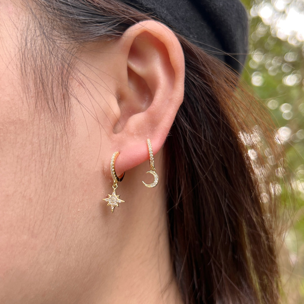 ˇStella JewelryˇStar and Moon Asymmetric Earrings