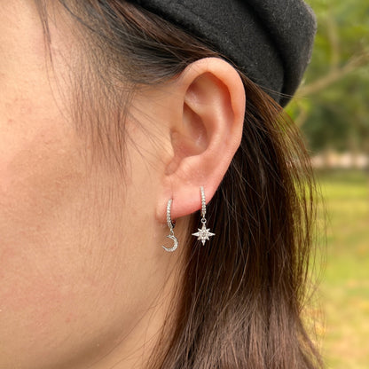ˇStella JewelryˇStar and Moon Asymmetric Earrings