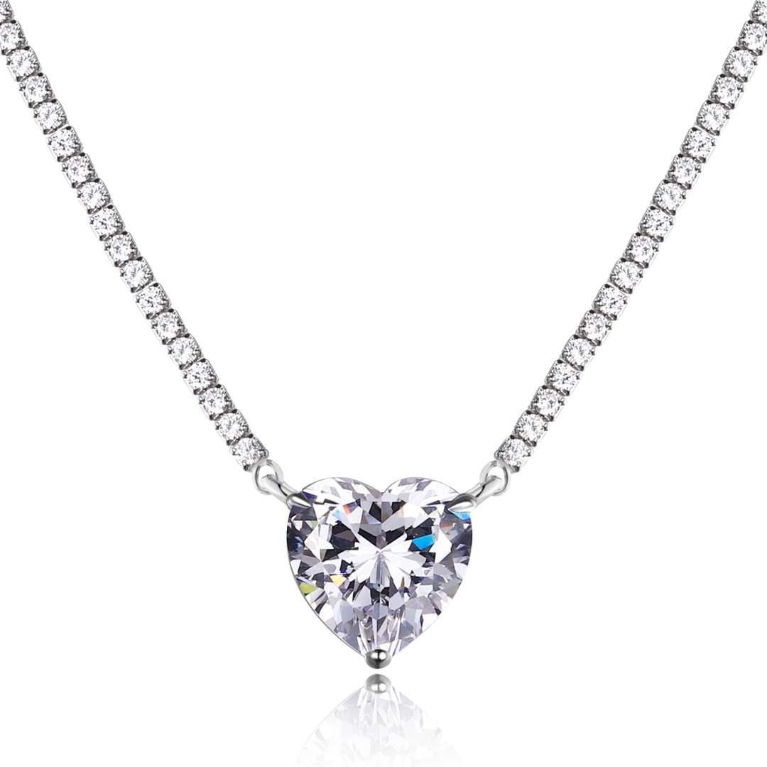 ˇStella JewelryˇVersatile Colorful Sweet Heart-Shaped Tennis Necklace