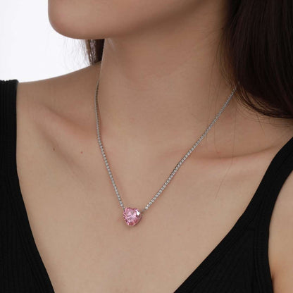 ˇStella JewelryˇVersatile Colorful Sweet Heart-Shaped Tennis Necklace