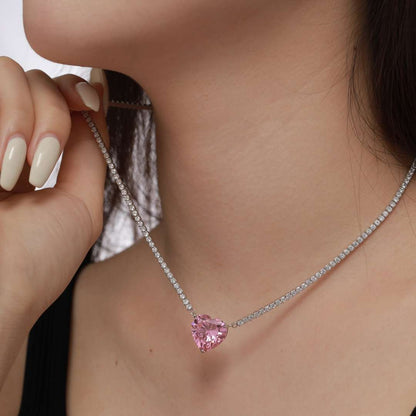 ˇStella JewelryˇVersatile Colorful Sweet Heart-Shaped Tennis Necklace
