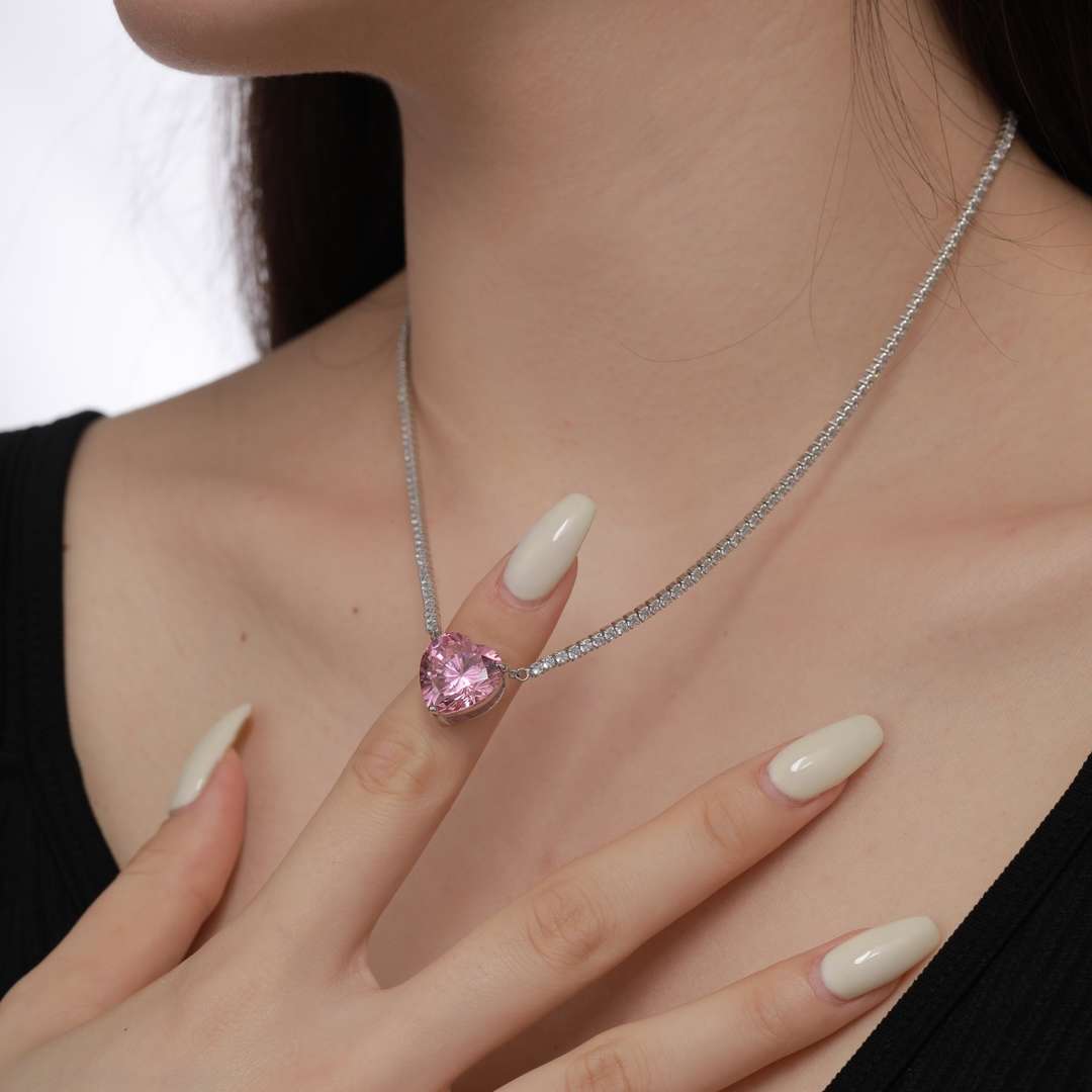 ˇStella JewelryˇVersatile Colorful Sweet Heart-Shaped Tennis Necklace