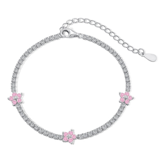 ˇStella JewelryˇSparkling Flower Shape Tennis Bracelet
