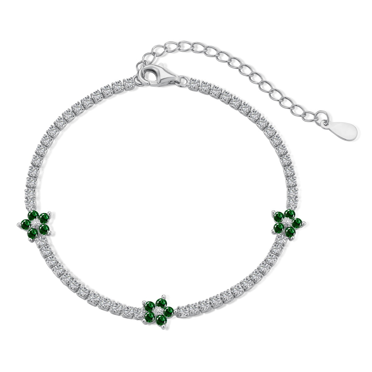 ˇStella JewelryˇSparkling Flower Shape Tennis Bracelet