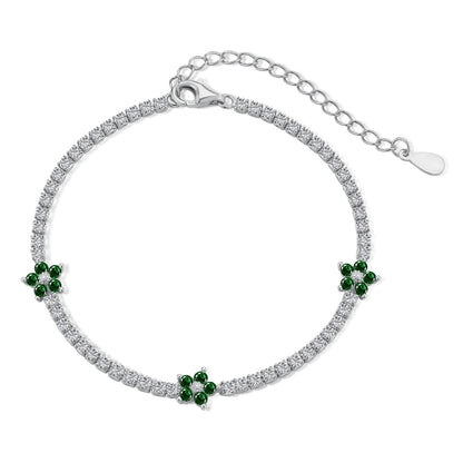 ˇStella JewelryˇSparkling Flower Shape Tennis Bracelet