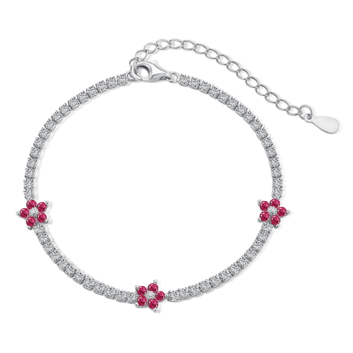 ˇStella JewelryˇSparkling Flower Shape Tennis Bracelet