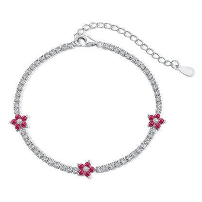 ˇStella JewelryˇSparkling Flower Shape Tennis Bracelet