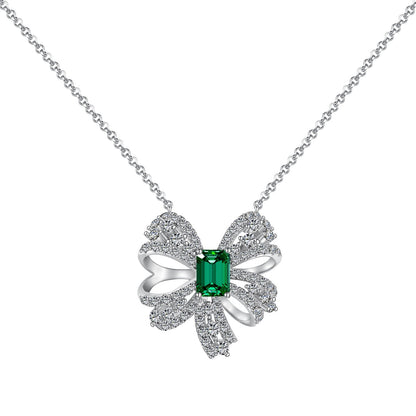 ˇStella JewelryˇLuxurious Flower Shape Emerald Cut Necklace