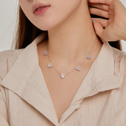 ˇStella JewelryˇSparkling Five Heart Necklace