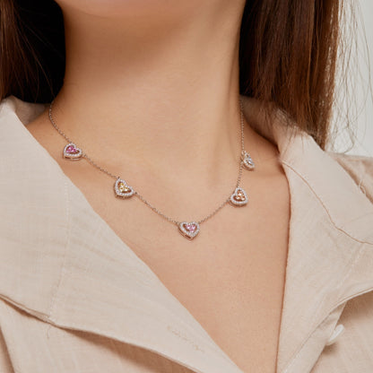 ˇStella JewelryˇSparkling Five Heart Necklace