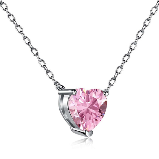 ˇStella JewelryˇHeart Shape Main Stone Pendant Collarbone Necklace