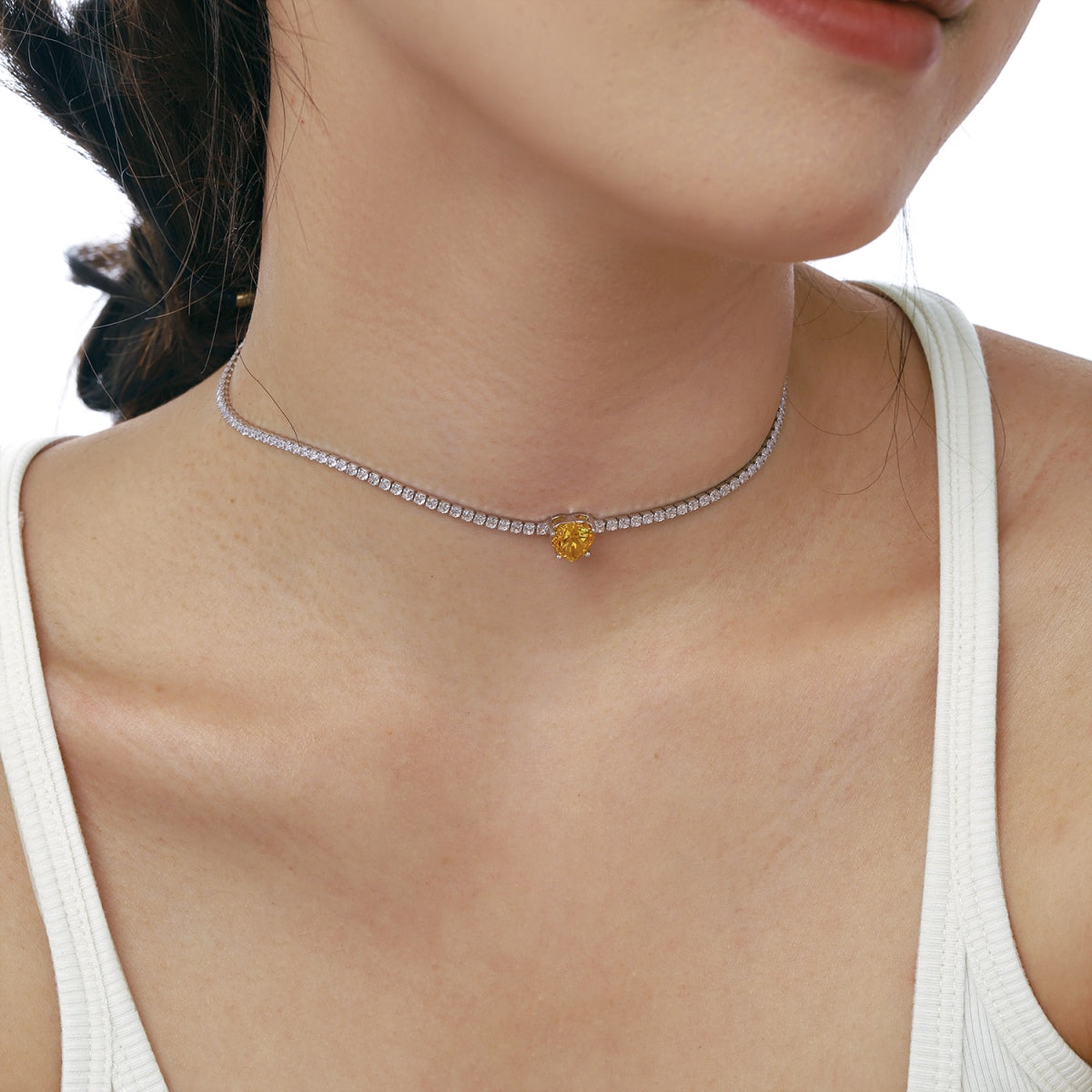 ˇStella JewelryˇSparkling Tennis Heart Cut Necklace