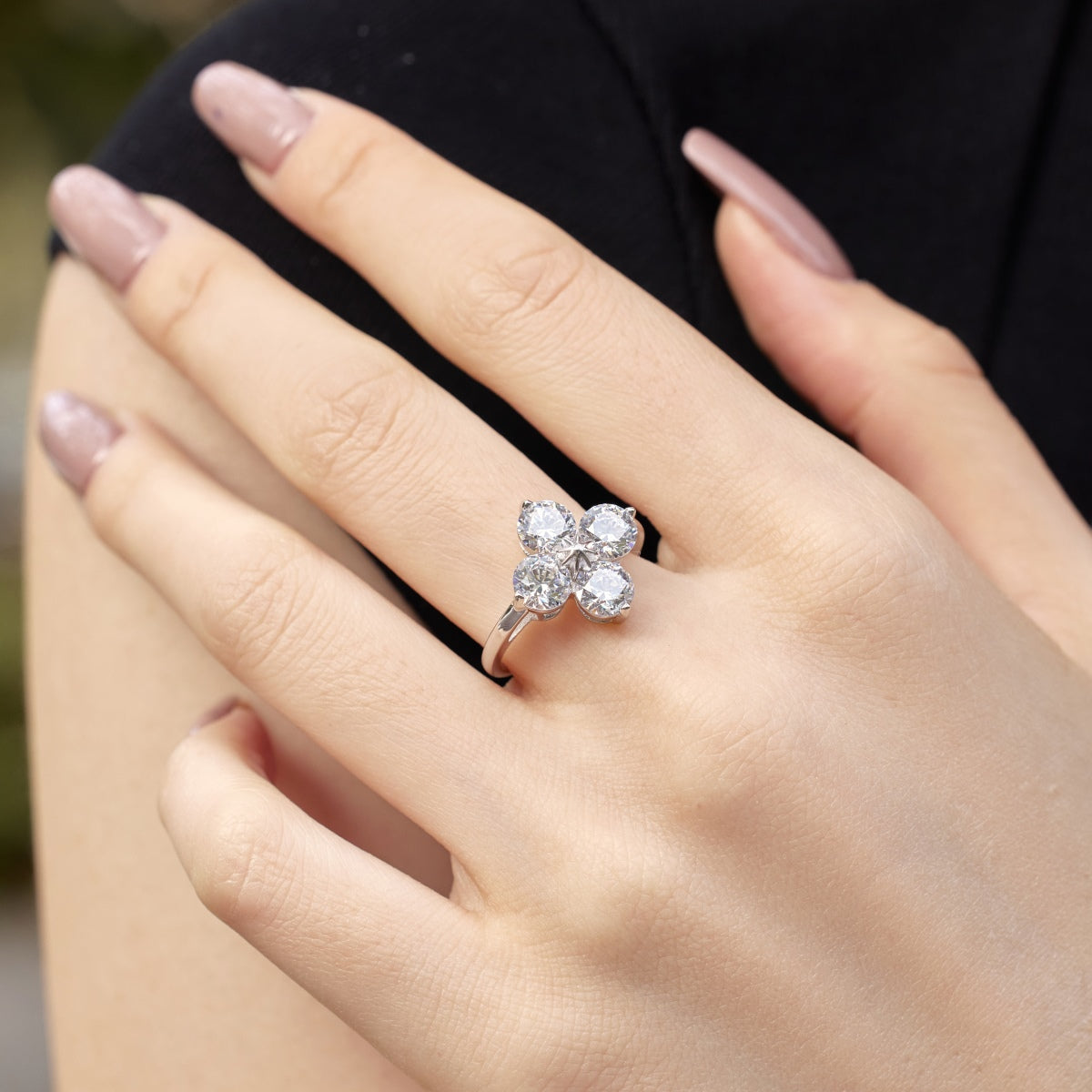 ˇStella JewelryˇFour-Leaf Clover Eight-Pointed Star Ring