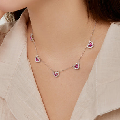 ˇStella JewelryˇSparkling Five Heart Necklace