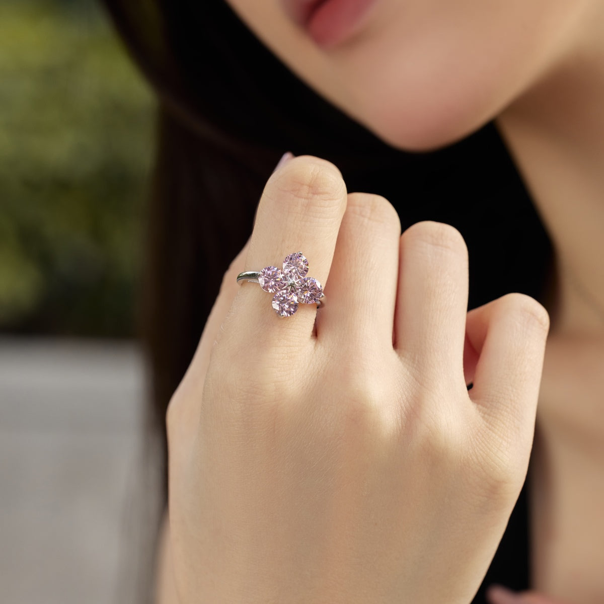 ˇStella JewelryˇFour-Leaf Clover Eight-Pointed Star Ring