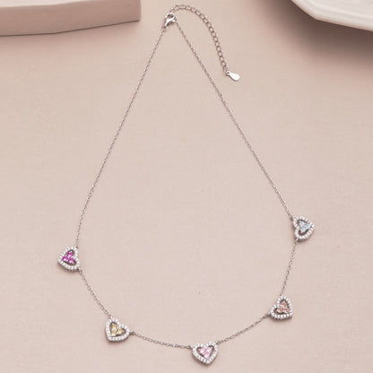 ˇStella JewelryˇSparkling Five Heart Necklace
