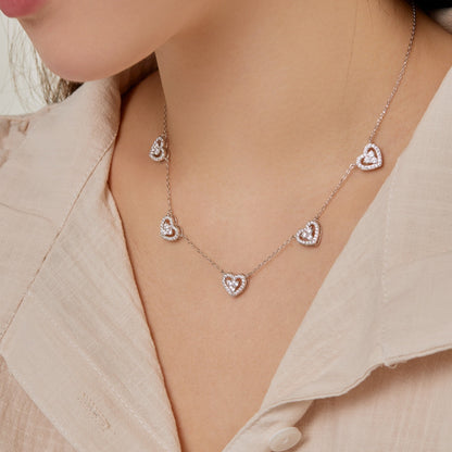 ˇStella JewelryˇSparkling Five Heart Necklace