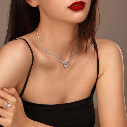 ˇStella JewelryˇVersatile Colorful Sweet Heart-Shaped Tennis Necklace