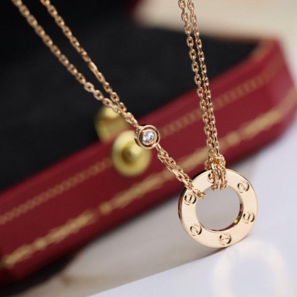 ˇStella JewelryˇLOVE HALSKETTE VERSTELLBAR ROSÉGOLD 2 DIAMANTEN 