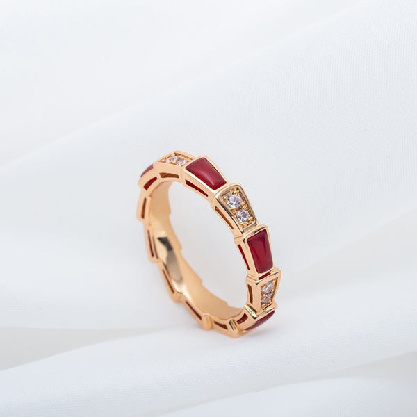 ˇStella JewelryˇSERPENTI RING ROTGOLD KARNEOL DIAMANT 3MM