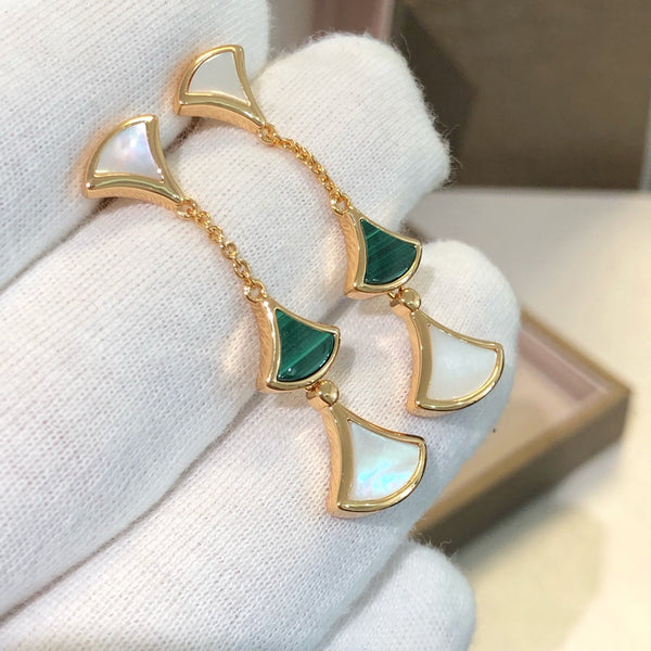 ˇStella JewelryˇDREAM EARRINGS 3 MOTIFS MALACHITE MOP PINK GOLD
