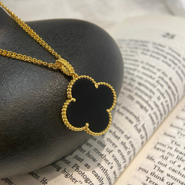 ˇStella JewelryˇCLOVER 25MM HALSKETTE GOLD ONYX