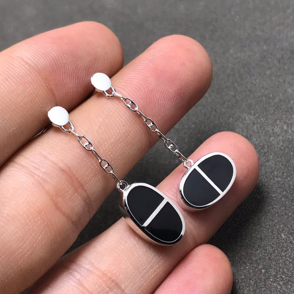 ˇStella JewelryˇCHAINE VERSO SCHWARZE KERAMIK-SILBER-OHRRINGE