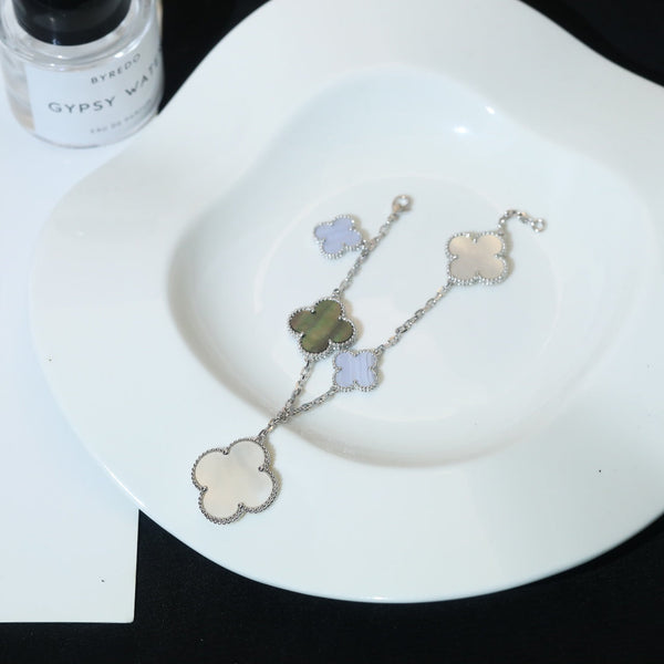 ˇStella JewelryˇCLOVER BRACELET 5 MOTIFS MOP CHALCEDONY
