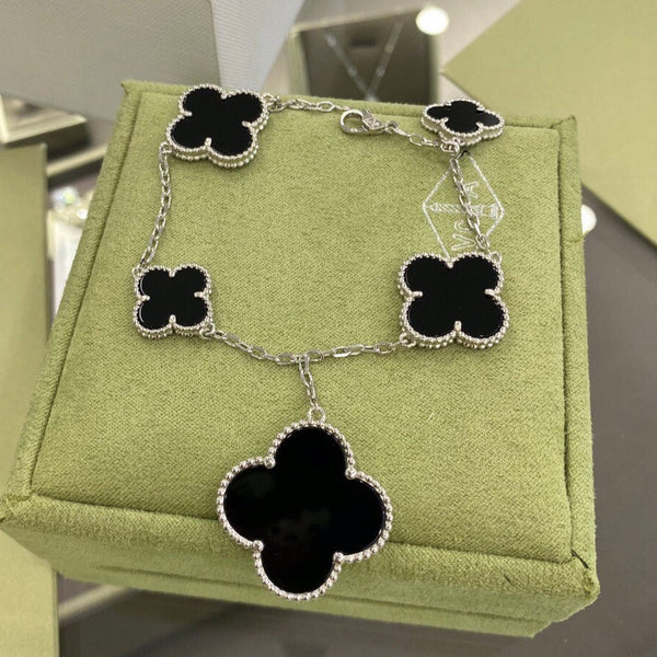 ステラジュエリー クローバー 5モチーフ オニキス ブレスレット